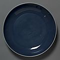 Dish, 1573-1619, China, Jiangxi province, Jingdezhen kilns, Ming dynasty (1368-1644), Wanli mark and reign (1573-1619), porcelain with blue glaze, Diameter - w:21.00 cm (w:8 1/4 inches). Charles W. Harkness Endowment Fund 1930.315, Cleveland Museum of Art