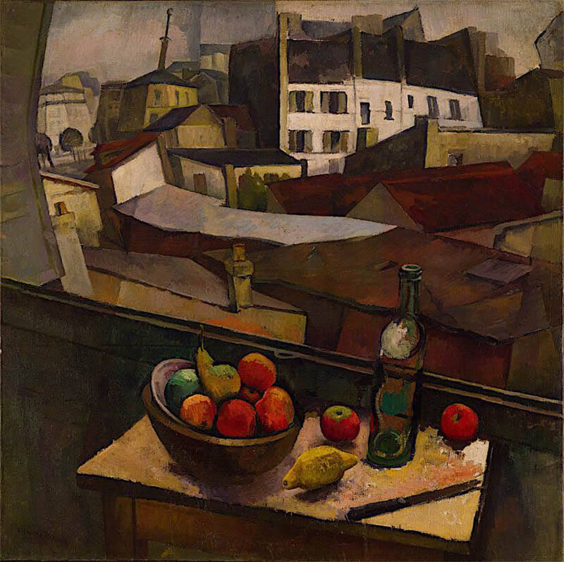 1917, Couteau et fruits devant la fenêtre