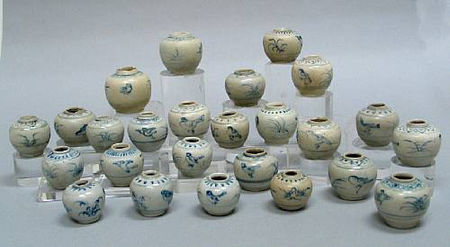 A group of twenty-five blue and white jarlets. Late 15th/Early 1