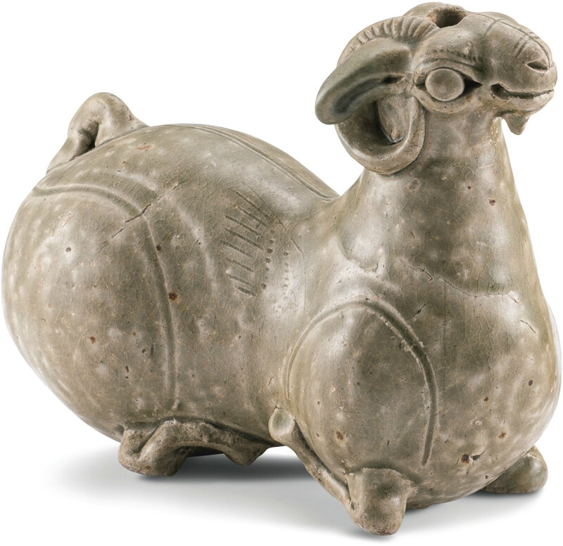 A ‘Yue’ celadon-glazed ram, Western Jin Dynasty (265-317)