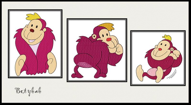 5 Petit Singe Saute Sur Le Lit Des petits singes tout mimi que je met en vente - Broderies Betybab