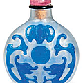 A blue glass overlay snuff bottle, 18th century