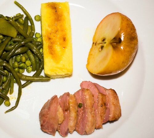 Magret de canard à l'orange et haricots verts (pour bébé et la