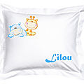 Taie d'oreiller personnalisé GIRAFE ET HIPPOPOTAME