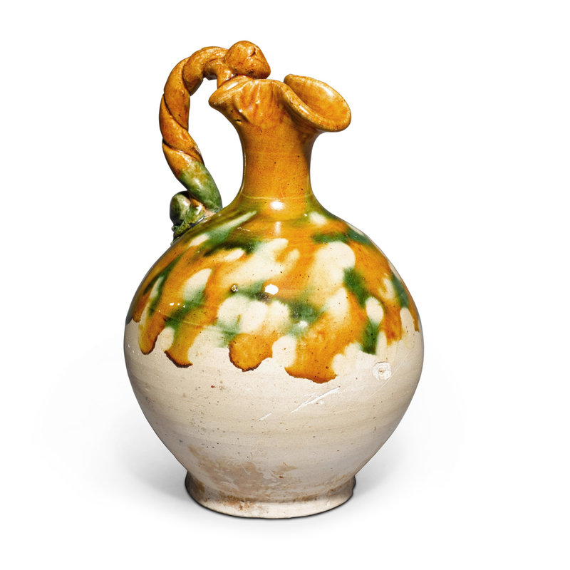 A sancai-glazed pottery ewer, Tang dynasty