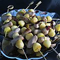 Brochettes de boudins aux pommes