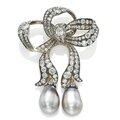 A 19th century natural pearl and diamond brooch