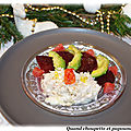 Salade de tourteau avocat, betterave au tartare d'algues