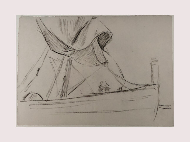 033-Bateau avec voile froissée