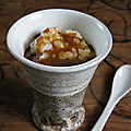 Sauce de soja au service du mets sucré * caramel beurre salé et ses perles de tapioca au lait 