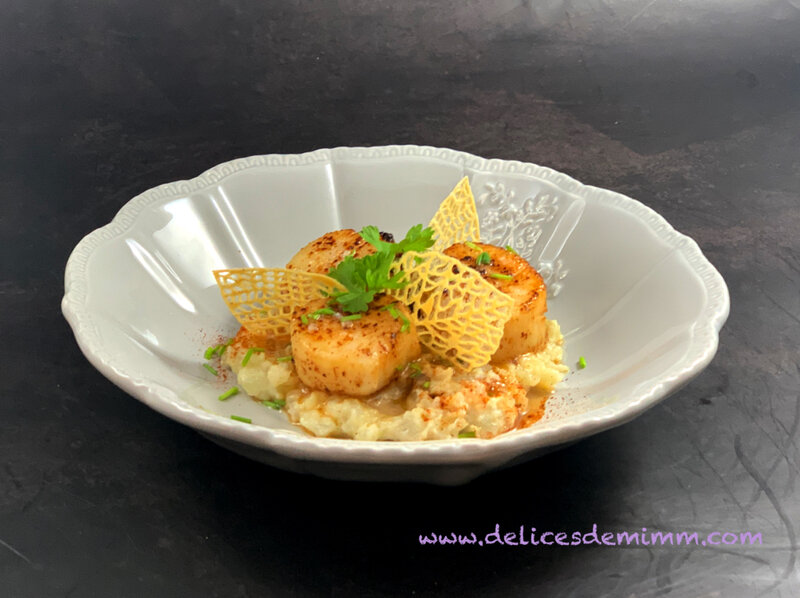 Noix de Saint-Jacques snackées sur purée de topinambours 4