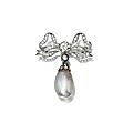 A natural pearl and diamond brooch