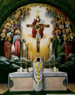 Les anges et tous les saints présents à la messe