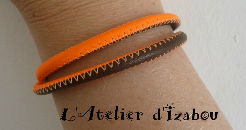 Bracelet cuir double tour bicolore femme