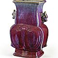 A flambé-glazed handled vase, qing dynasty, 18th-19th century