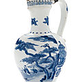 A blue and white ewer, transitional period, 17th century