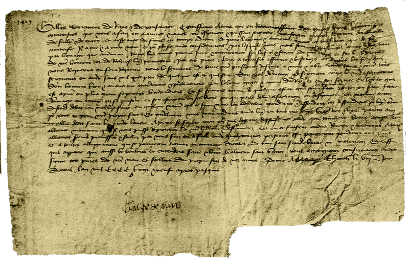 Chinon 8 avril 1429, après Pâques - Traité d'alliance entre Gilles de Rais et Georges de La Trémoille