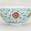 A doucai floral bowl, daoguang six-character seal mark in underglaze-blue and of the period (1821-1850)