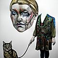 BLANCHATTE Edwidge - Autoportrait au chat en laisse