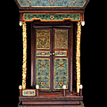 Autel en bois sculpté et émaux cloisonnés, chine, dynastie qing, xixème siècle