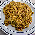 Riz et pois chiches au curry et lait de coco au poulet