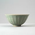 Greenware bowl with lotus petals, Longquan kilns, 13th century (1201 - 1300), Southern Song Dynasty-Yuan Dynasty