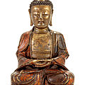 A lacquered gilt-bronze figure of buddha shakyamuni, ming dynasty, 16th century