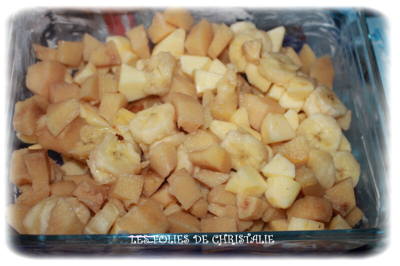 Crumble pommes bananes coings 4
