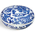 A blue and white sweetmeat' box and cover, mark and period of wanli (1573-1619)