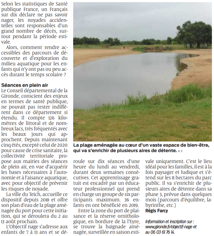2021 06 10 SO Le Teich Le Conseil départemental de la Gironde permet d'apprendre à nager pour éviter les drames2