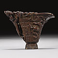 A rhino horn libation cup, 17th-18th century