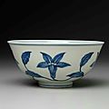 Bowl with blue-and-white decoration of flower scrolls Chinese, Ming dynasty, Da Ming Chenghua nian zhi mark period, 1465–87. Porcelain, 6.9 x 14.8 cm (2 11/16 x 5 13/16 in.). Bequest of Charles Bain Hoyt—Charles Bain Hoyt Collection. 50.2113. © 2012 Museum