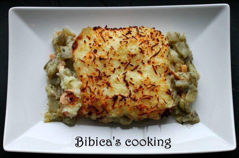 Parmentier de bettes {blettes} béchamel au saumon part haut