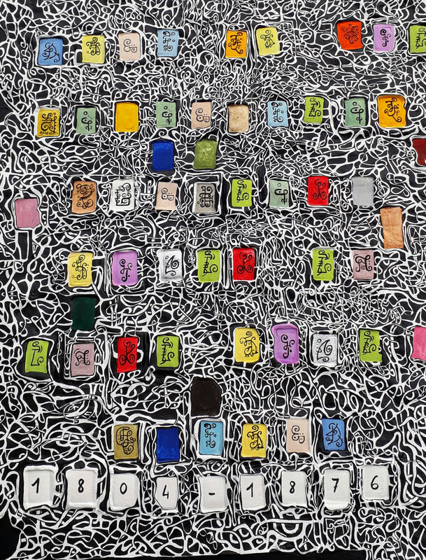 ©Hervé THAREL BLOCK'S BOARD 03 bonheur 2018 - Acrylique et T7 sur plastiroc et toile 70x50cm 4