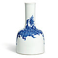 A blue and white 'phoenix' mallet vase, mark and period of kangxi (1662-1722)