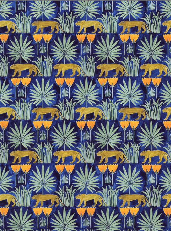 14 Lioness and Palms wallpaper midnight £140 for a 10-metre rolL from Common Room