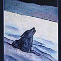 Le vieux loup dans la neige - Grand Prédateur - Peinture huile sur bois - Wolf painting - Vechi de lup in zapada - Il vecchio lupo nella neve - Старый волк в снегу