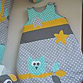 gigoteuse naissance bébé bébé turquoise gris foncé gris clair jaune moutarde