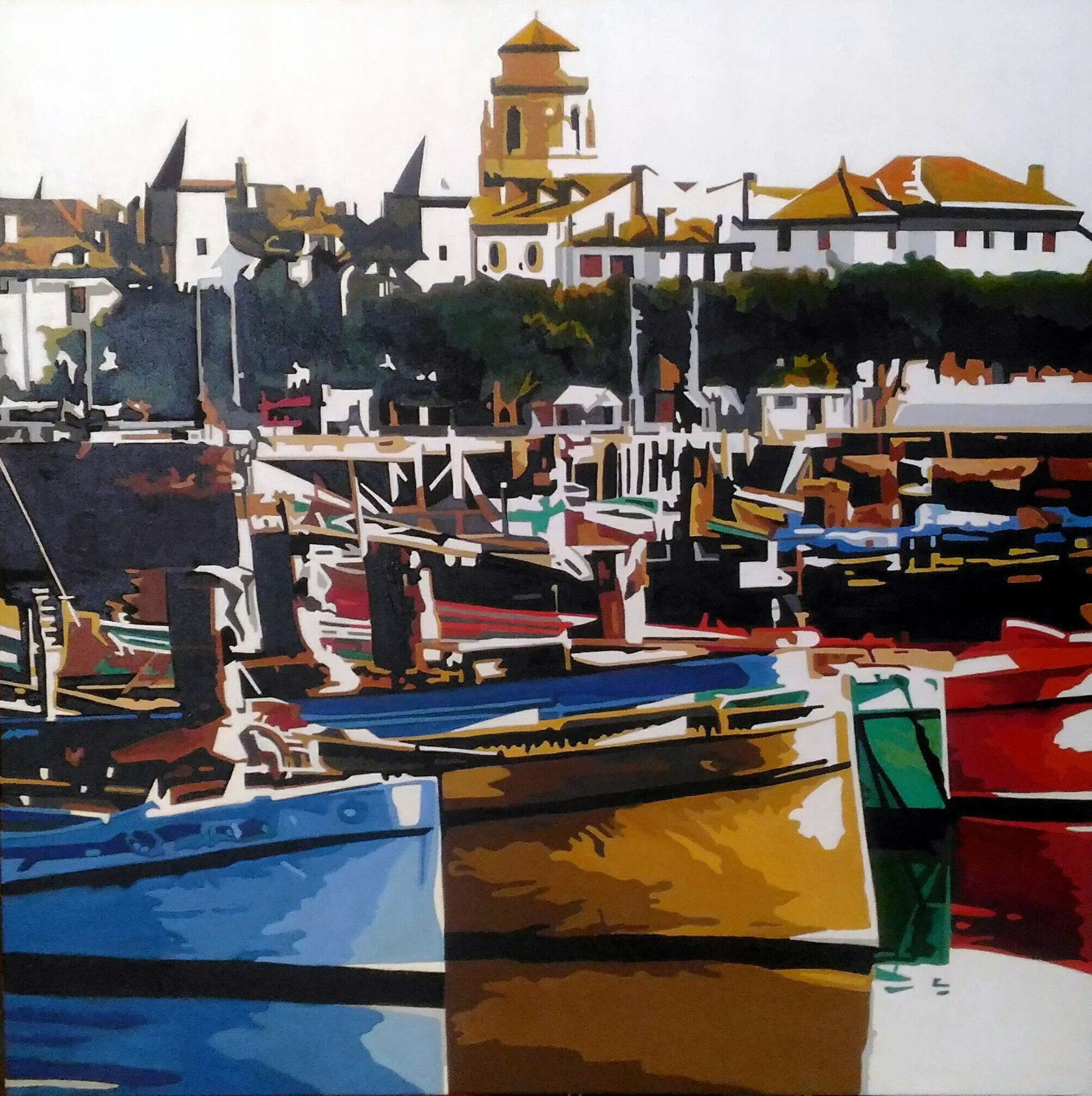 Saint Jean, le port 1930, huile sur toile 60x60 cm