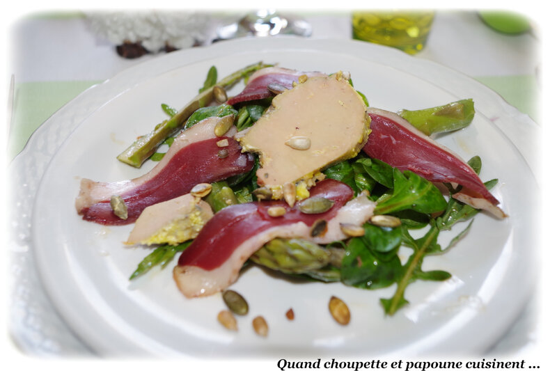 salade au foie gras, asperges et magret fumé-6861