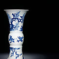 A fine large blue and white beaker vase, gu, kangxi six-character mark within double-circles and of the period (1662-1772)