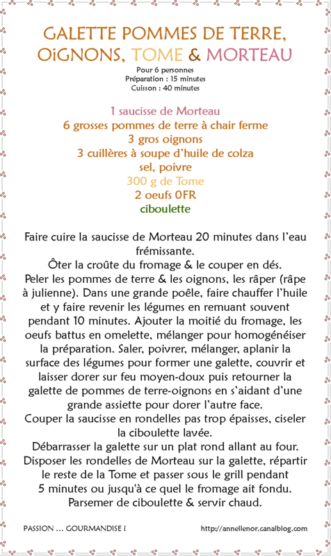 Galette de pommes de terre, oignon, Tome & Morteau_fiche