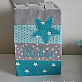 protege carnet santé patchwork tissus turquoise pétrole gris étoile