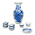 A group of six blue and white porcelains, Probably China for the Vietnamese market, 18th-20th century