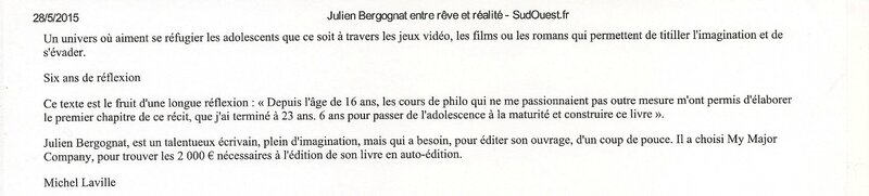 Julien Bergognat entre rêve et réalité P