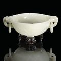 A very fine and rare white jade 'mallow' marriage bowl . qianlong (1736-95)