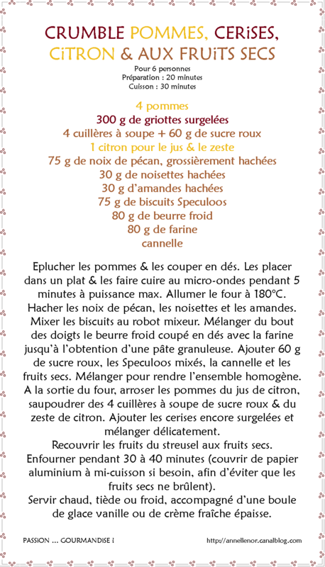 Crumble pommes, cerises, citron & fruits secs_fiche