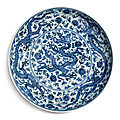A fine blue and white 'dragon' dish, Zhengde mark and period (1506-1521)