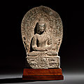 An important and very rare stone buddhist stele, northern wei dynasty (ad 386-534), dated by inscription to ad 457