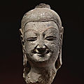 An exceptional sandstone head of buddha, northern wei dynasty, yungang caves, late 5th century